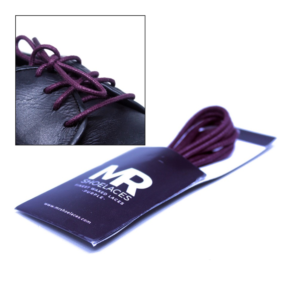 MR Shoelaces RD22 Purple (Ungu) Tali Sepatu Lilin 2-3mm Bulat Round 50cm 60cm 70cm 80cm 90cm 100cm 120cm 150cm (Waxed Laces) - Premium Shoelace