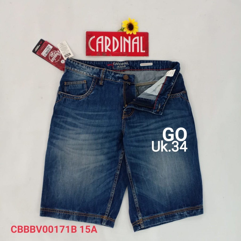 BB 34 CARDINAL CBBBV Celana Pendek Cowok Dewasa Jeans Bermuda Casual Sobek Slimfit Reguler Fit
