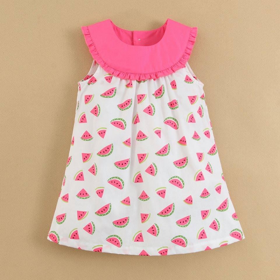 GIRL DRESS WOVEN WATERMELON