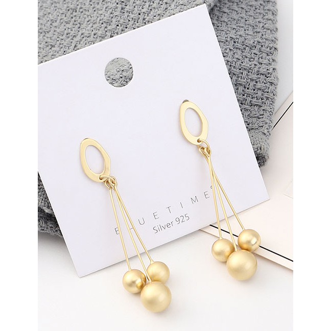 LRC Anting Tusuk Fashion Gold Plated Gold Fringed Pearl S925 Silver Needle Earrings Y62847