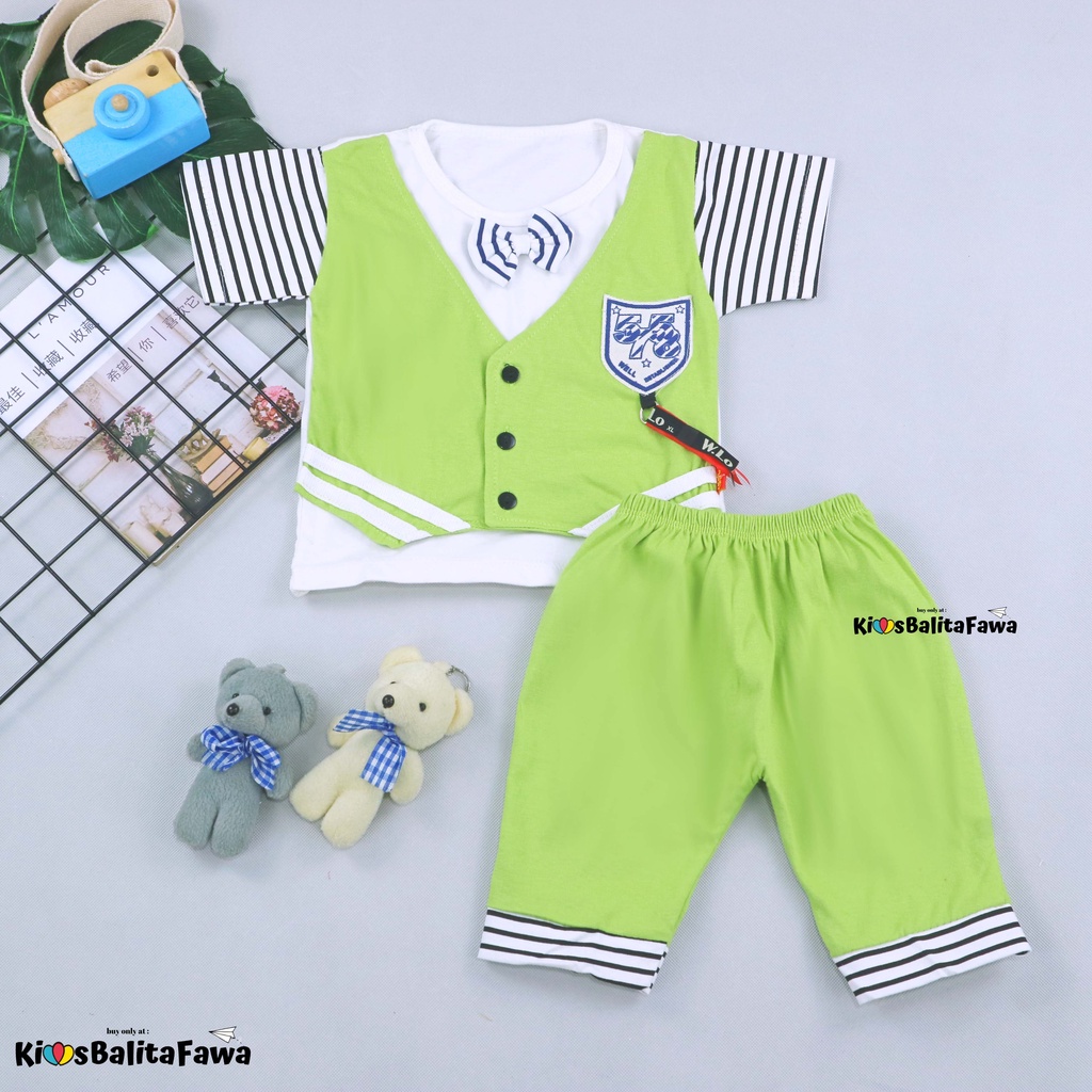 Setelan Rompi Baby Colin uk 3-18 Bulan / Export Class Set  Baju Bayi Laki Kaos Rompi Celana Lengan