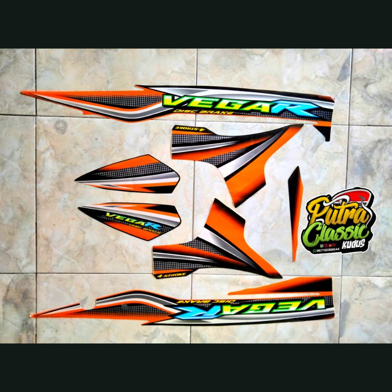 STIKER VEGA R LAMA 2005 STRIPING VEGA R WARNA OREN