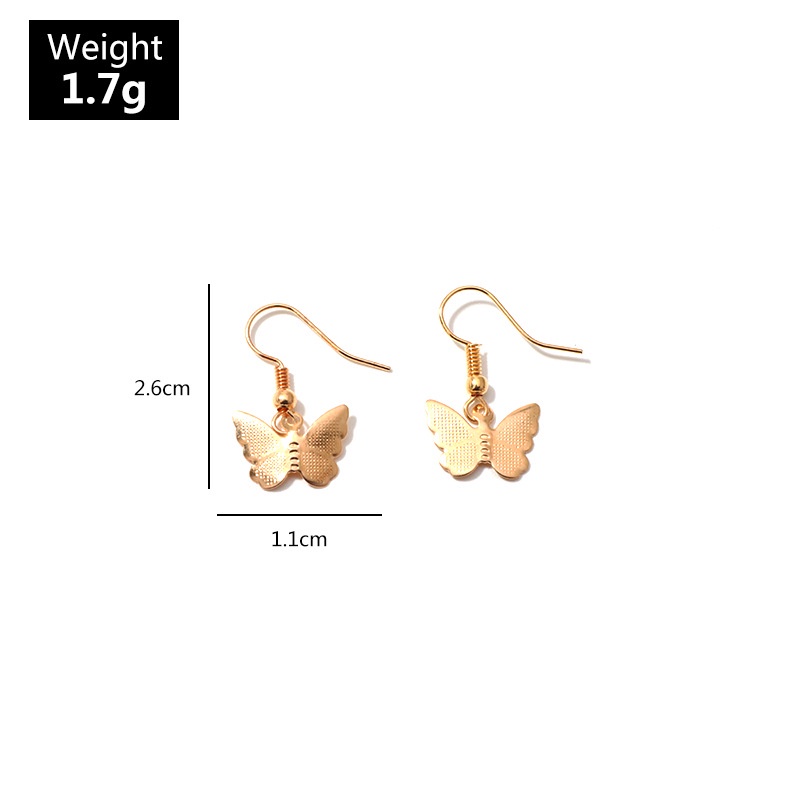 LRC Anting Gantung Fashion Ear Hook Small Butterfly Alloy Geometric Earrings K37052