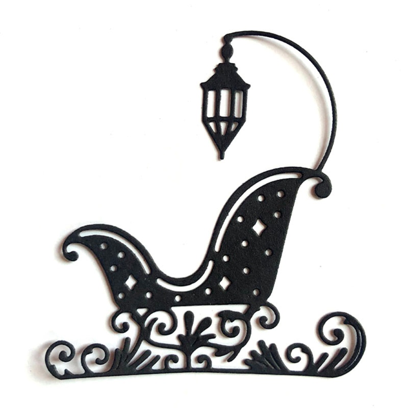 Cetakan Stensil Cutting Dies Motif Kereta Luncur Natal Bahan Metal Untuk Scrapbook / Craft DIY