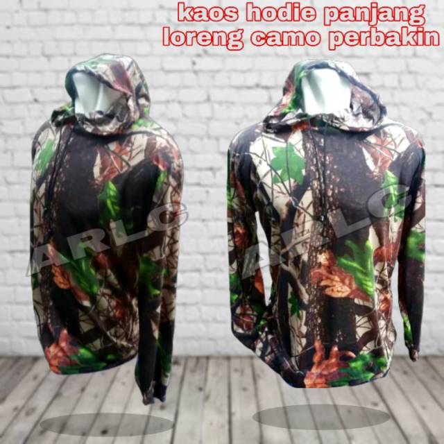 kaos hoddie panjang loreng camo hunting perbakin/kaos panjang hoddie army military outdoor