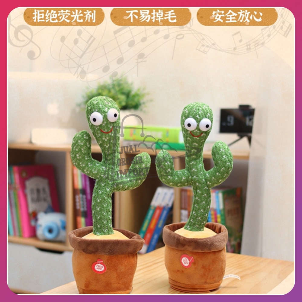 Cactus Dancing Boneka Kaktus Bicara Menari musik dan Lampu LED