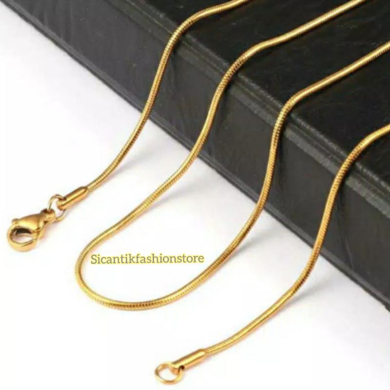 Promo kalung Titanium gold model bulat Fashion pria/wanita terlaris anti Karat perhiasan lapis emas