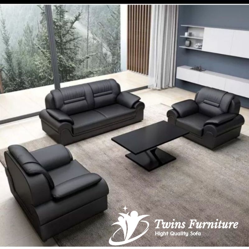 IDEA - Sofa 321 Minimalis Hitam Elegant High Quality Gaya Eropa Sofa Kantor