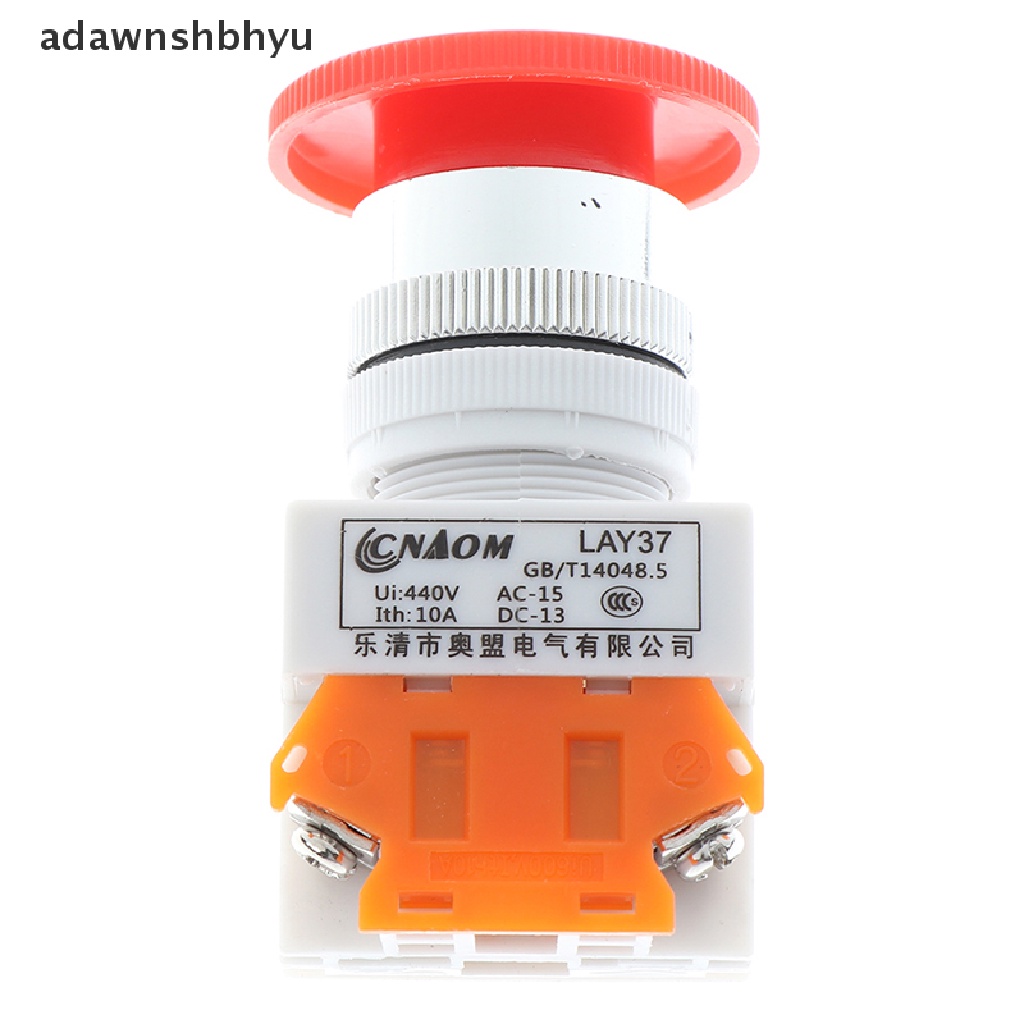 Adawnshbhyu 1Pc Tutup Jamur Merah Biasanya Tertutup Emergency Stop Push Switch Tombol 10A LAY37
