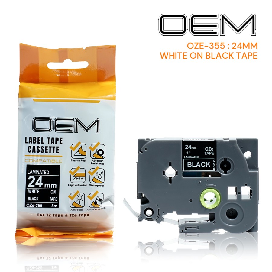 OEM OZe LABEL TAPE 24mm x 8m For Use On Brother Ptouch