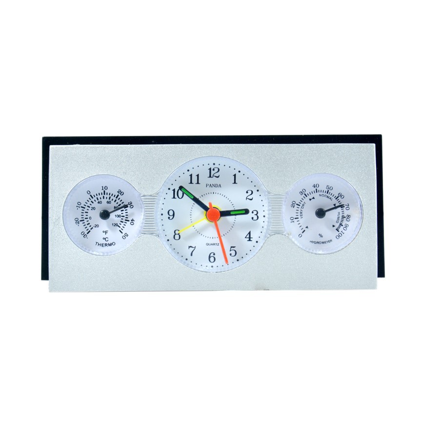 Jam Meja Alarm Clock Minimalis Design Warna Silver Free Baterai