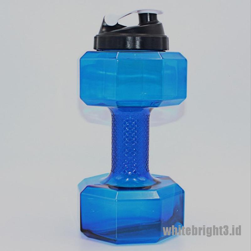 Botol Air Minum 2.2L Bentuk Dumbell Warna Putih Untuk Olahraga Gym Fitness