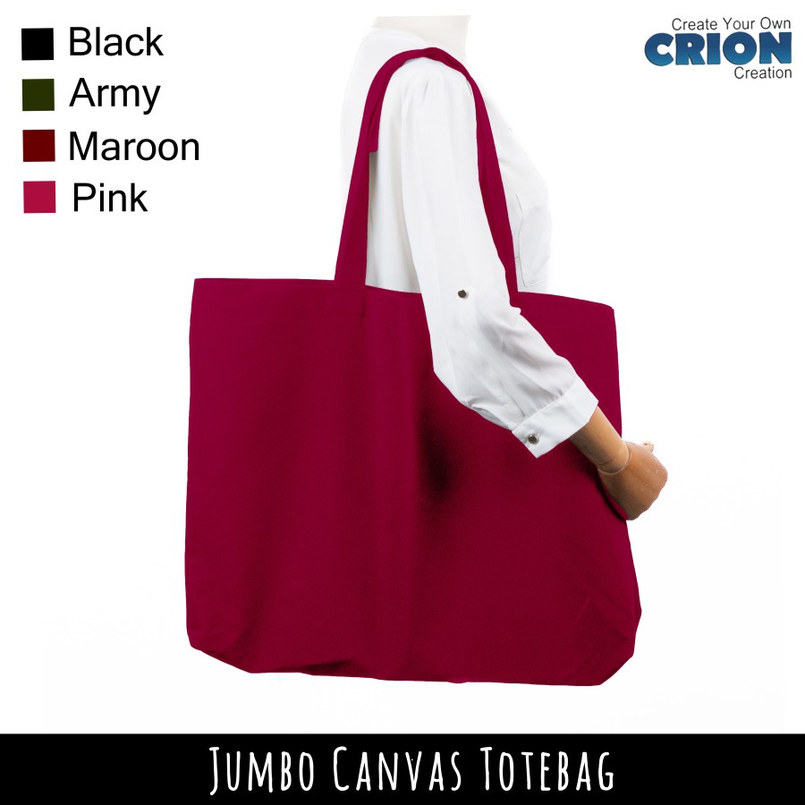 Totebag Canvas Jumbo Polos Premium - Tas Belanja Besar by Crion