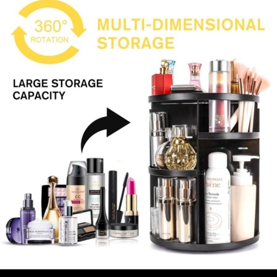 Rak Kosmetik Putar Plastik 360 Aksesoris Makeup Tas MUA Korea Storage