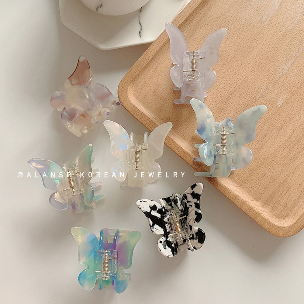 PREMIUM BUTTERFLY HAIRCLIP JEPIT RAMBUT KUPU KUPU JEDAI MODEL LUCU UNIK CUTE HIGH END MOTIF GLOSSY FLORAL MARBLE MARBEL AKSESORIS KOREA KOREAN HAIR CAKAR CEPOL CLAW PATTERNED