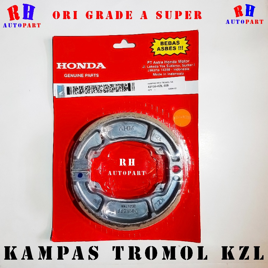 KAMPAS REM BELAKANG VARIO 110 KAMPAS REM TROMOL BELAKANG 125/VARIO 150 KAMPAS REM BELAKANG BEAT KAMAPAS REM BELAKANG SPACY KAMPAS REM SCOOPY KAMAPAS REM BELAKANG HONDA KZL SUPER ORI HGP