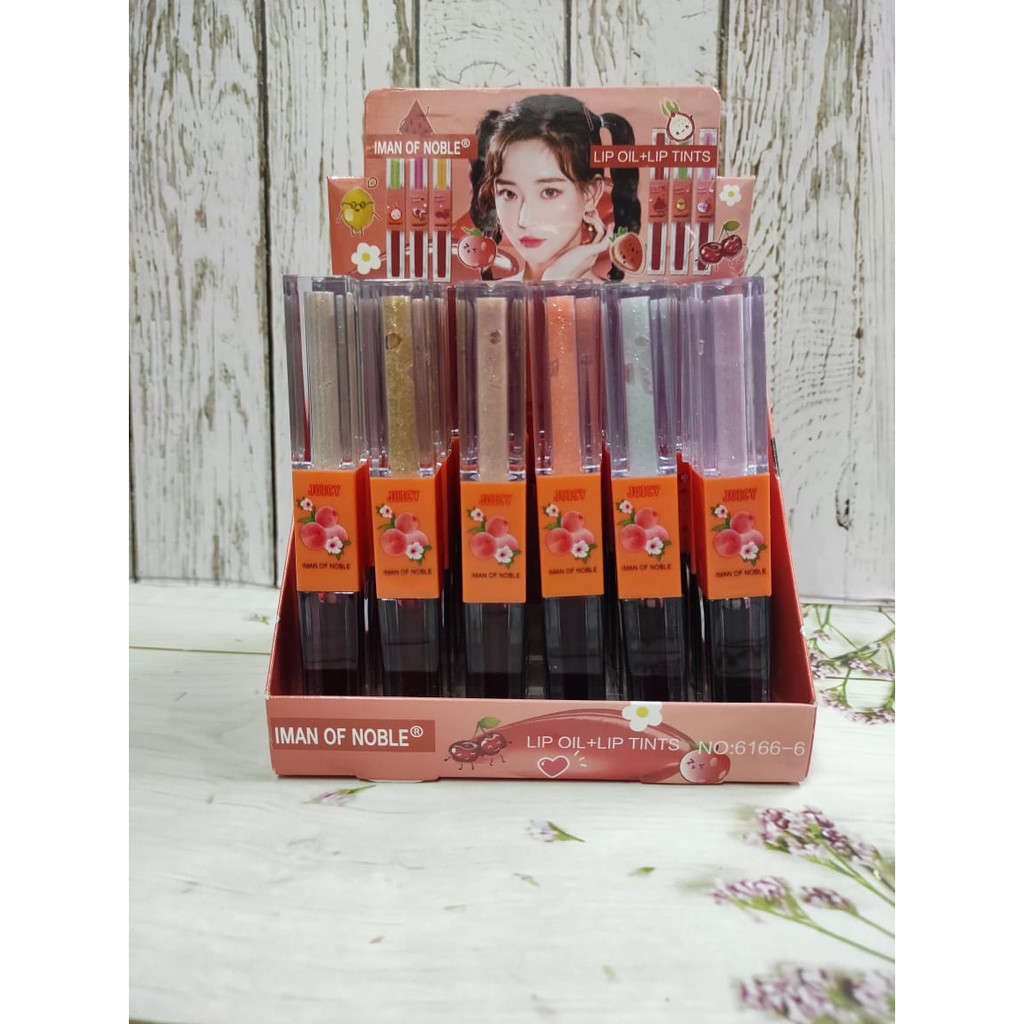 ( 6 PC ) LIP OIL + LIP TINTS  2 IN 1 IMANOFNOUBLE JUICY 6166-6