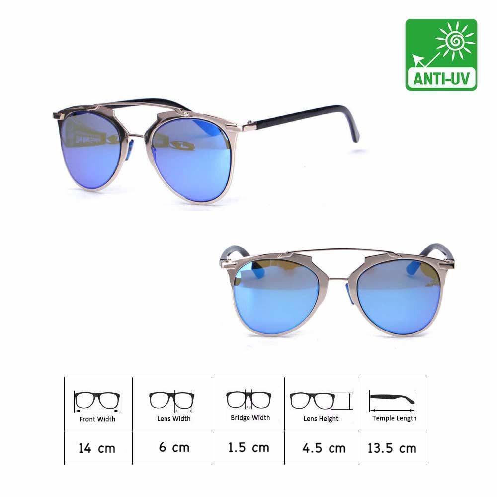 Anti UV Sunglasses Eye Cat [ Biru Gold ] Kacamata Pria &amp; Wanita - HM400