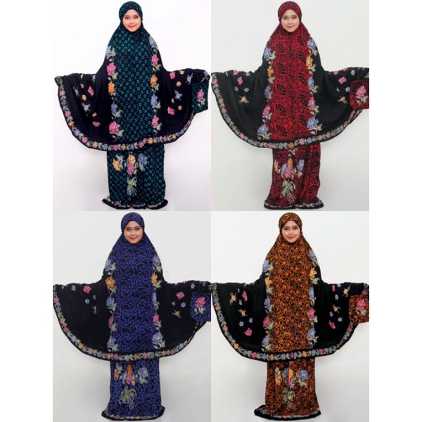 MUKENA JUMBO DEWASA BATIK CAP WARNA PASTEL BAHAN RAYON SAMITEX