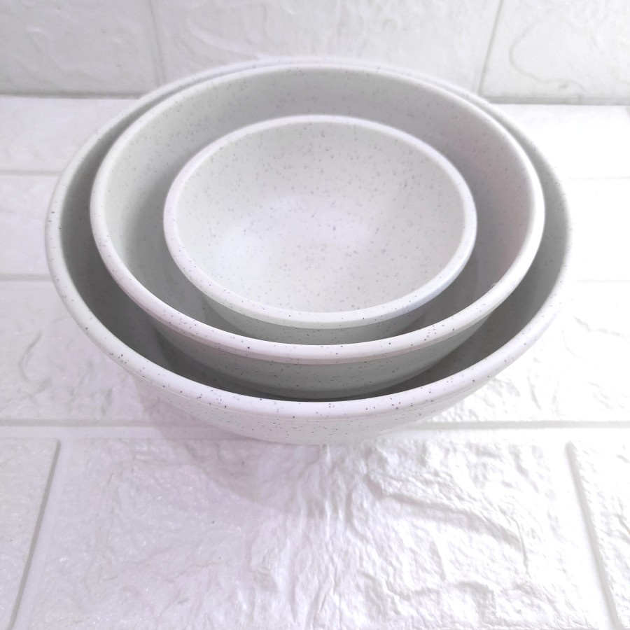 Mangkok Melamin Model Stone Bowl Corak Putih Batu 7,5 6,5 4,5 inch