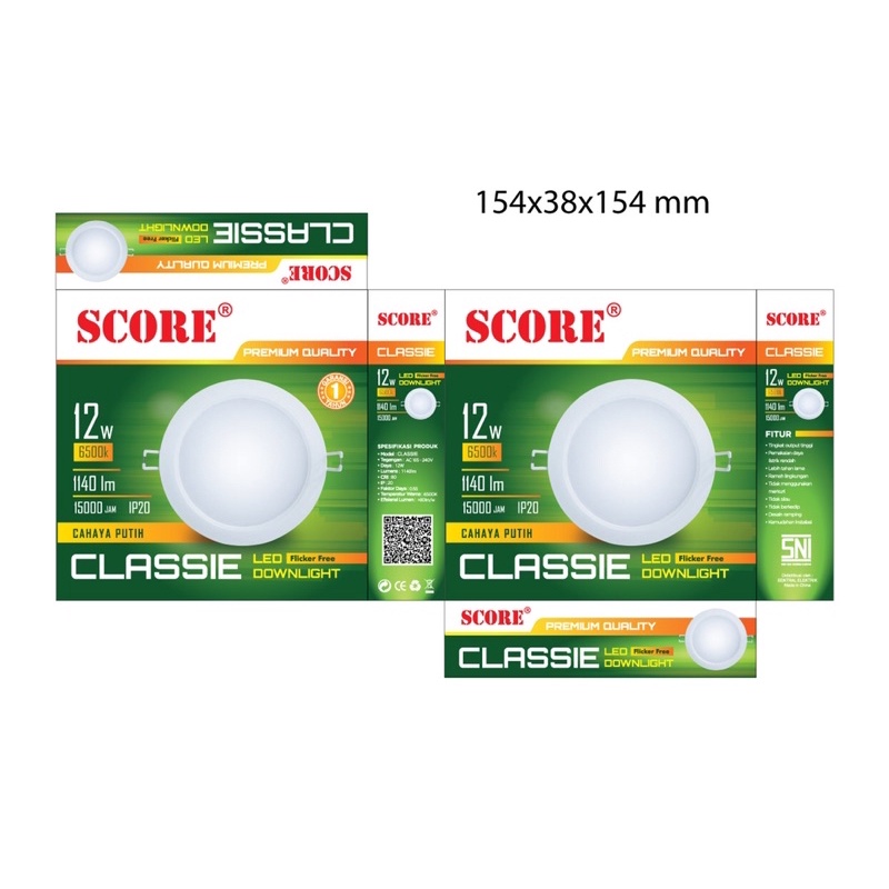 LED PANEL SCORE CLASSEI 12W 18W PUTIH KUNING