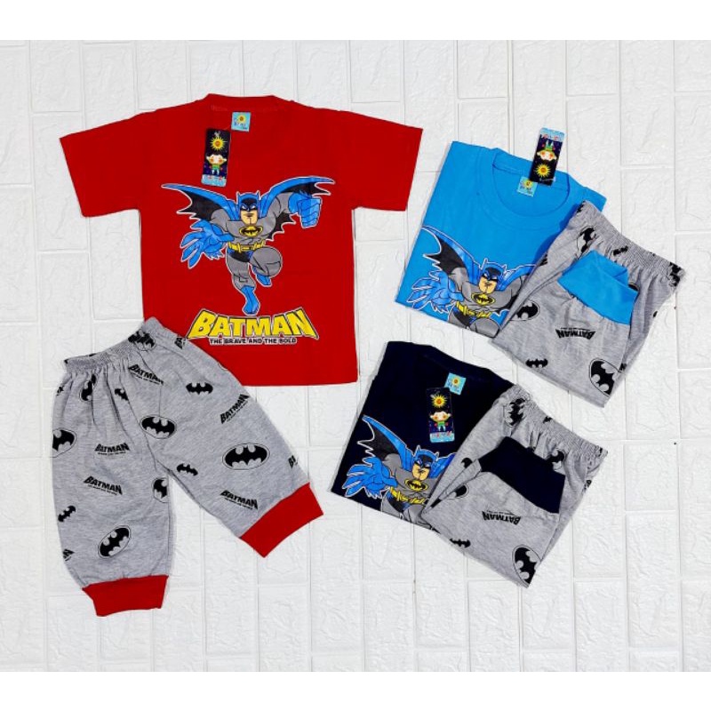 SETELAN JOGGER PENDEK ANAK LAKI LAKI 2-10 TAHUN MOTIF BATMAN / SETELAN PENDEK BAJU HARIAN ANAK COWOK MERK DALMAL