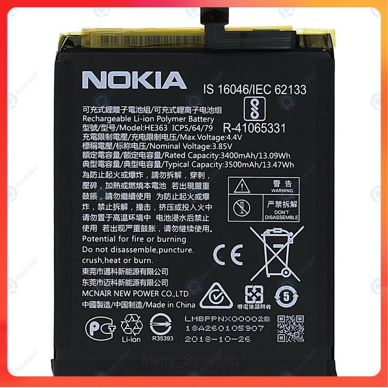 Batere Battery Batere Batre Baterai Mcom Nokia 8.1 7.1 Plus X7 TA-1119 HE363 HE 363