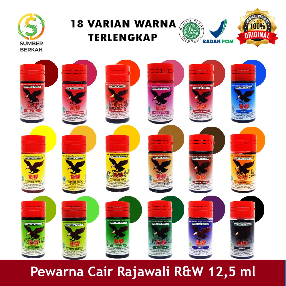 Pewarna Makanan Minuman Kue Rajawali R&amp;W RW 12,5 ml