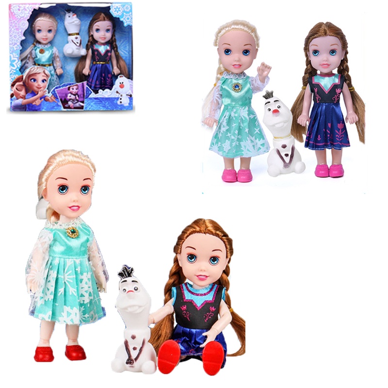 3pcs / Set Mainan Action Figure Princess Frozen Elsa Anna Olaf Untuk Hadiah Anak