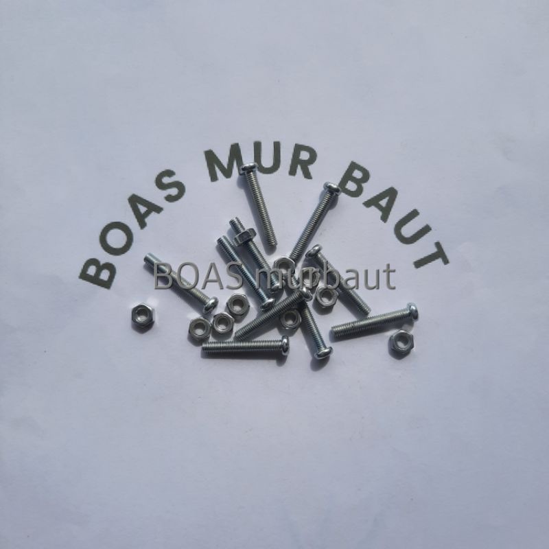 Baut 3mm panjang 2 cm plus mur boasmurbaut