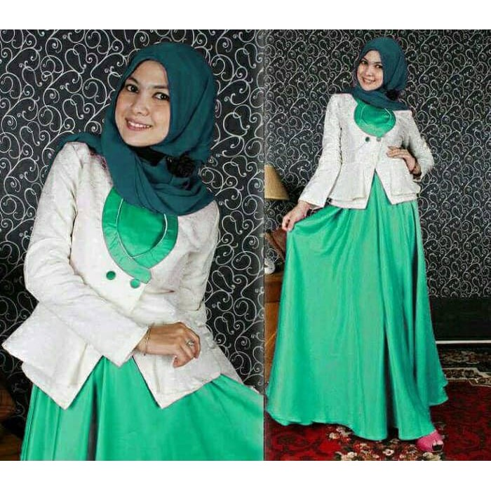 pakaian Gaun muslim ibu islami fgh setelan st hijab Hasna saten TOSCA / baju muslim wanita dress max