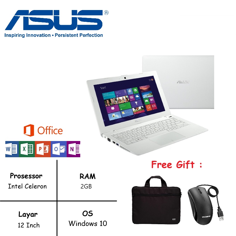 NOTEBOOK ASUS X200MA X200CA RAM 2GB SSD 120GB WNDOWS 10 MURAH