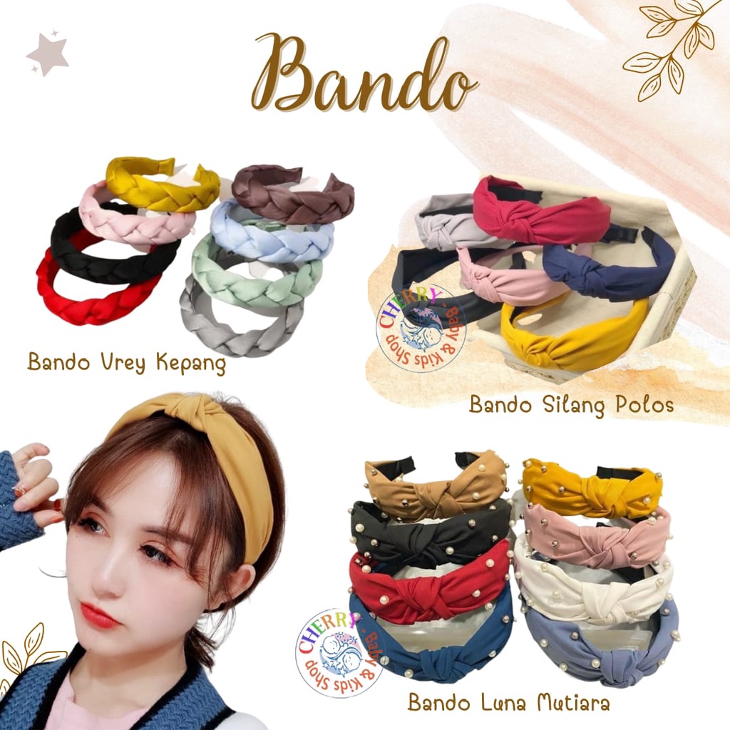 Bandana Aksesoris Rambut Anak Remaja Bando Korea Luna Mutiara / Silang Polos / Vrey Kepang Silang Bando Super Cantik CBKS LC