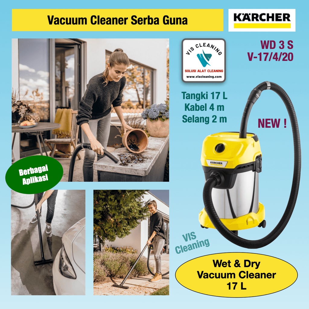 Vacuum Cleaner Karcher WD 3 S V-17/4/20 (Wet &amp; Dry 17 Liter)