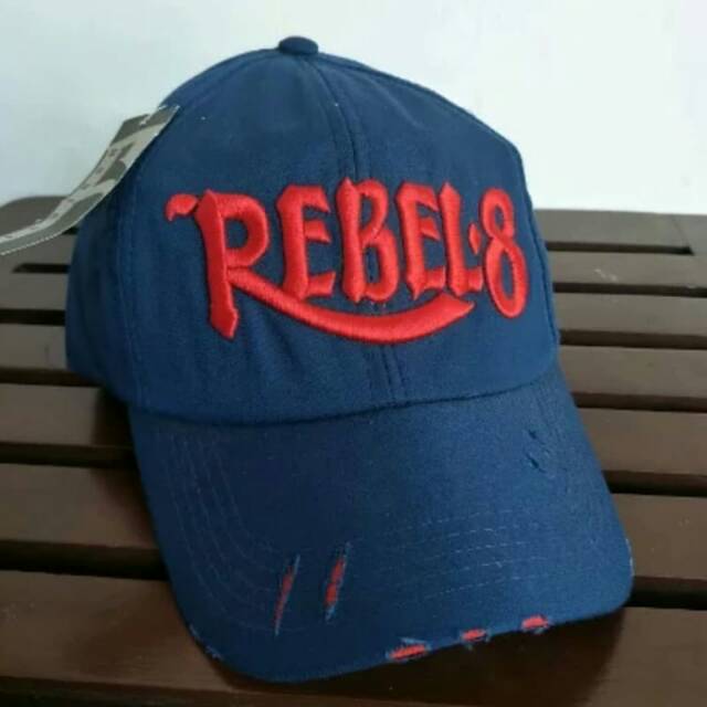 Topi sobek rebel8 biru