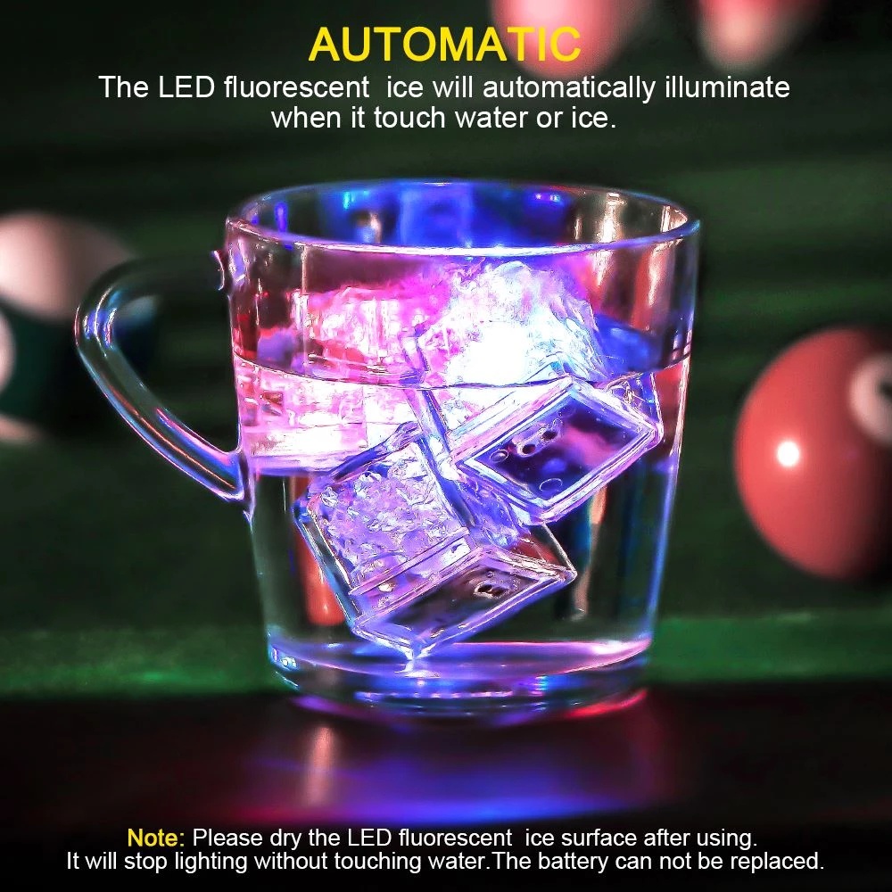 LED Ice Cubes Colorful Glowing  Party Ball Flash Light  / Led Flash Ice Drink Cup Sensor Glow Light / Luminous Neon Wedding Festival Christmas Bar Wine Glass Decoration Supplies/Battery Powered Led Glowing Ice Cubes Festival Decoration