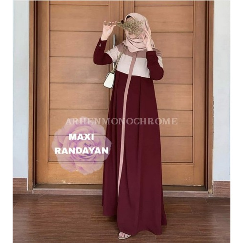 Baju Gamis Wanita Terbaru Gamis 2021 Bahan Ceruti Babydoll Full F LB494 Maxi Randayan Maroon [Gamis