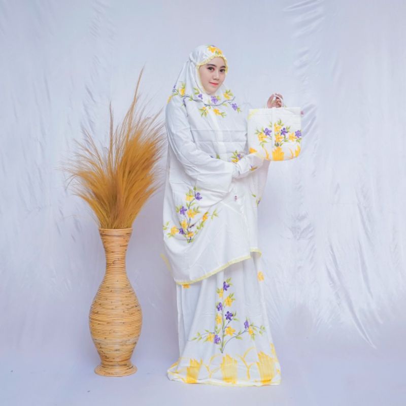 Mukena setelan berlengan rayon warna lukis dan polos/mukena Stella rayon/mukena terusan berlengan/mu