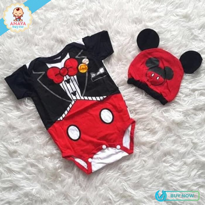 AN355 Baju  Bayi  Jumper Bayi  Laki Laki Kostum Kartun Mickey  