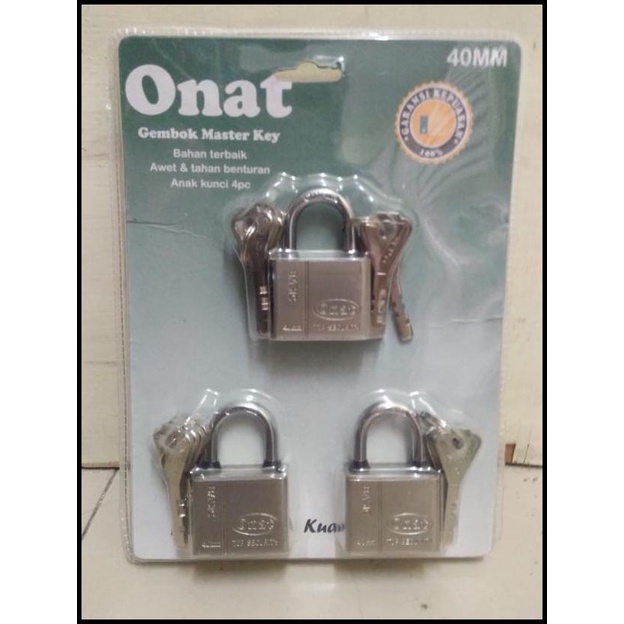 Jual Gembok Master Key Onat 40Mm / Gembok Pagar Ruko Rumah Isi 3 Pcs ...