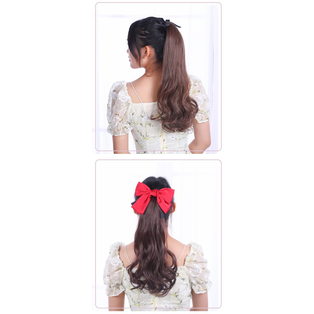 PBW PBC ponytail hair extension pita bow wavy curly kunciran ikat ekor