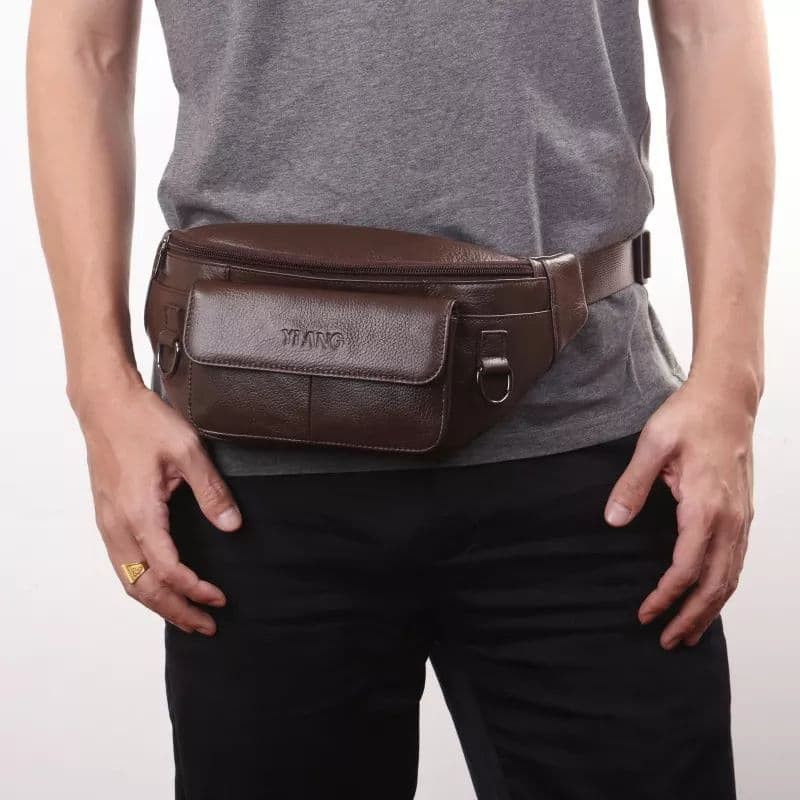 Tas Selempang Pria Kulit Anti Air Selempang Kulit Pria Tas Hp/Tas Dada/Selempang Sling Bag