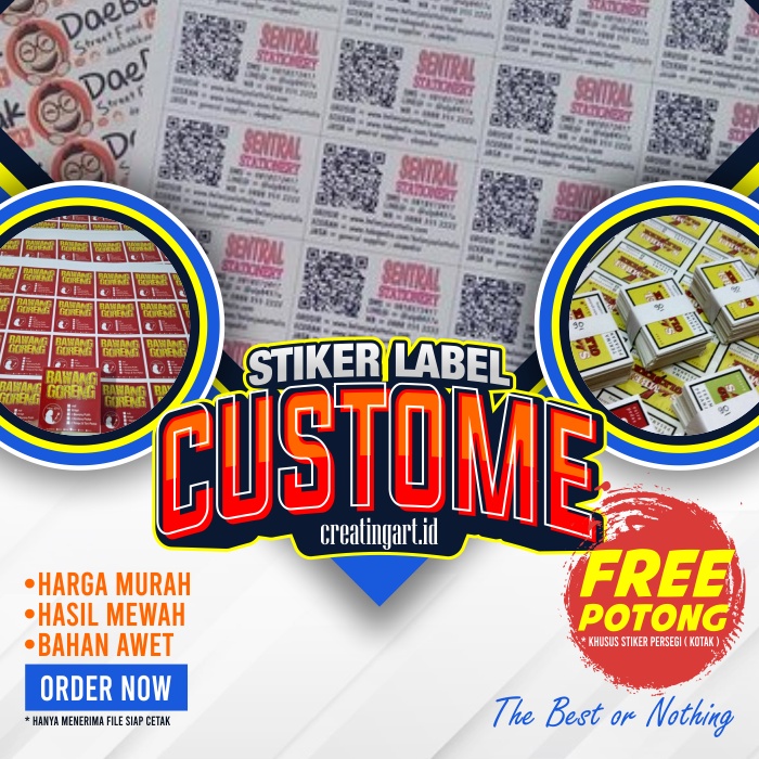 

LABEL MAKANAN/STIKER PRODUK/STIKER LABEL KEMASAN/LABEL KEMASAN/ORGANISASI/ KELOMPOK/CUSTOME/BEBAS
