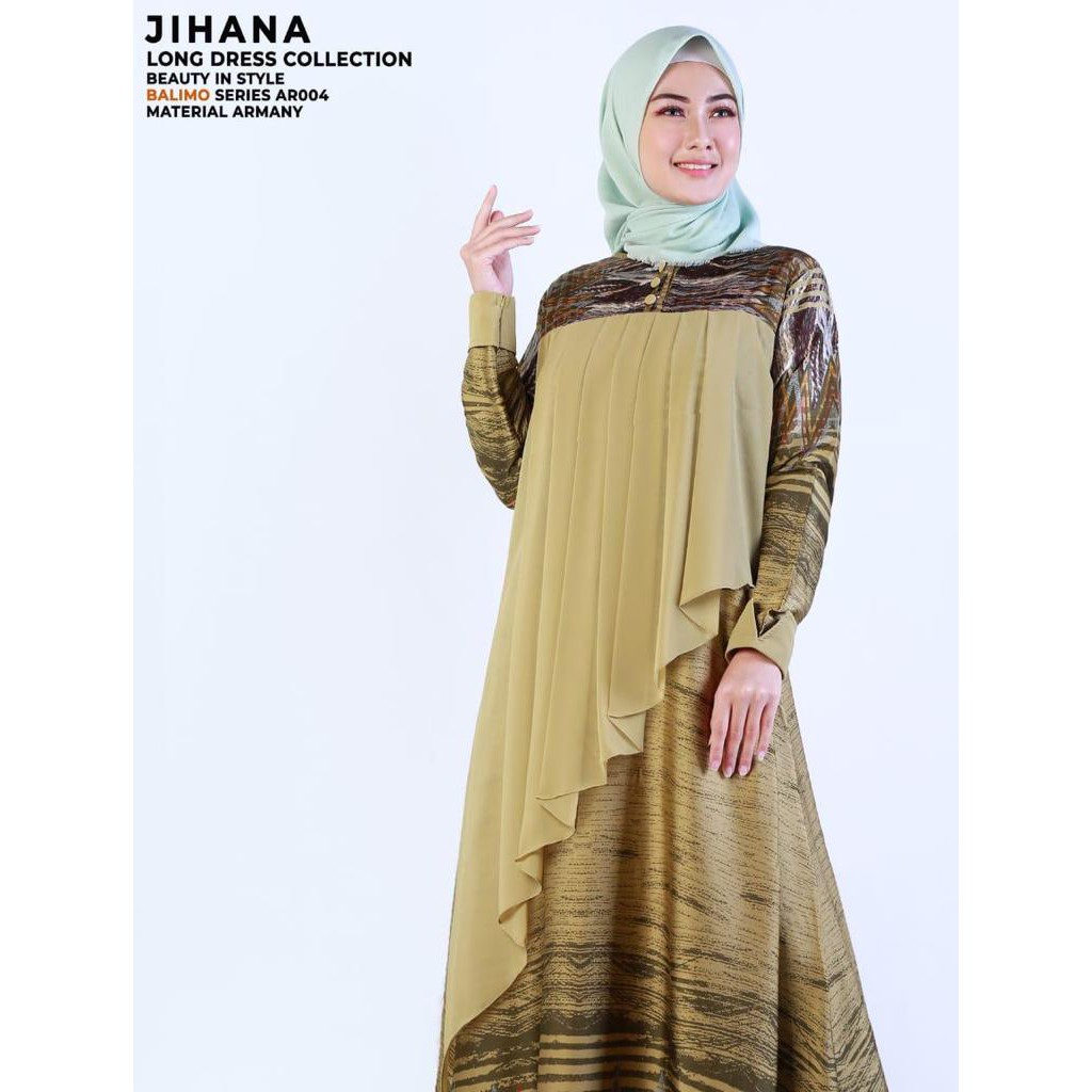 JIHANA by Balimo Dress Gamis Motif Elegan Mewah Mix Aplikasi Babydoll Polos Pola Unik ORI MURAH