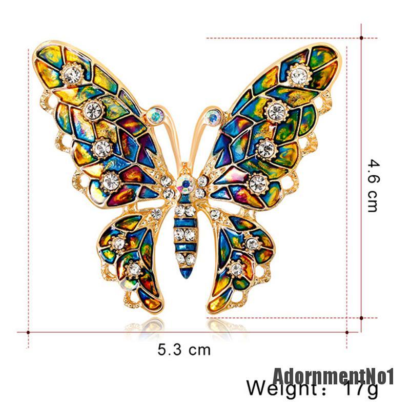 (Adornmentno1) Bros / Pin Bentuk Kupu-Kupu Aksen Berlian Imitasi Untuk Aksesoris Wanita