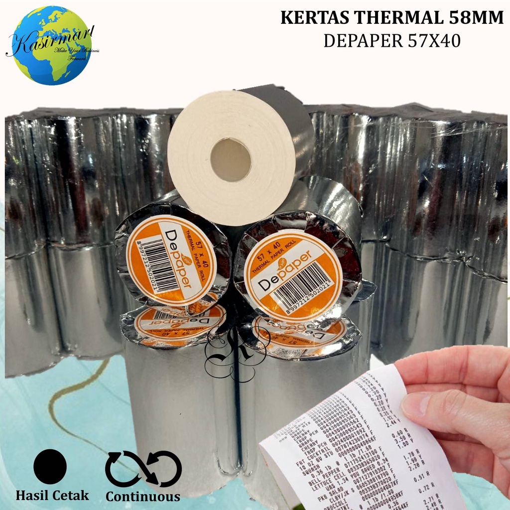 Kertas Thermal Depaper 58x40/58x37/57x40/57x37 mm Struk Thermal Mini Printer Bluetooth 58mm