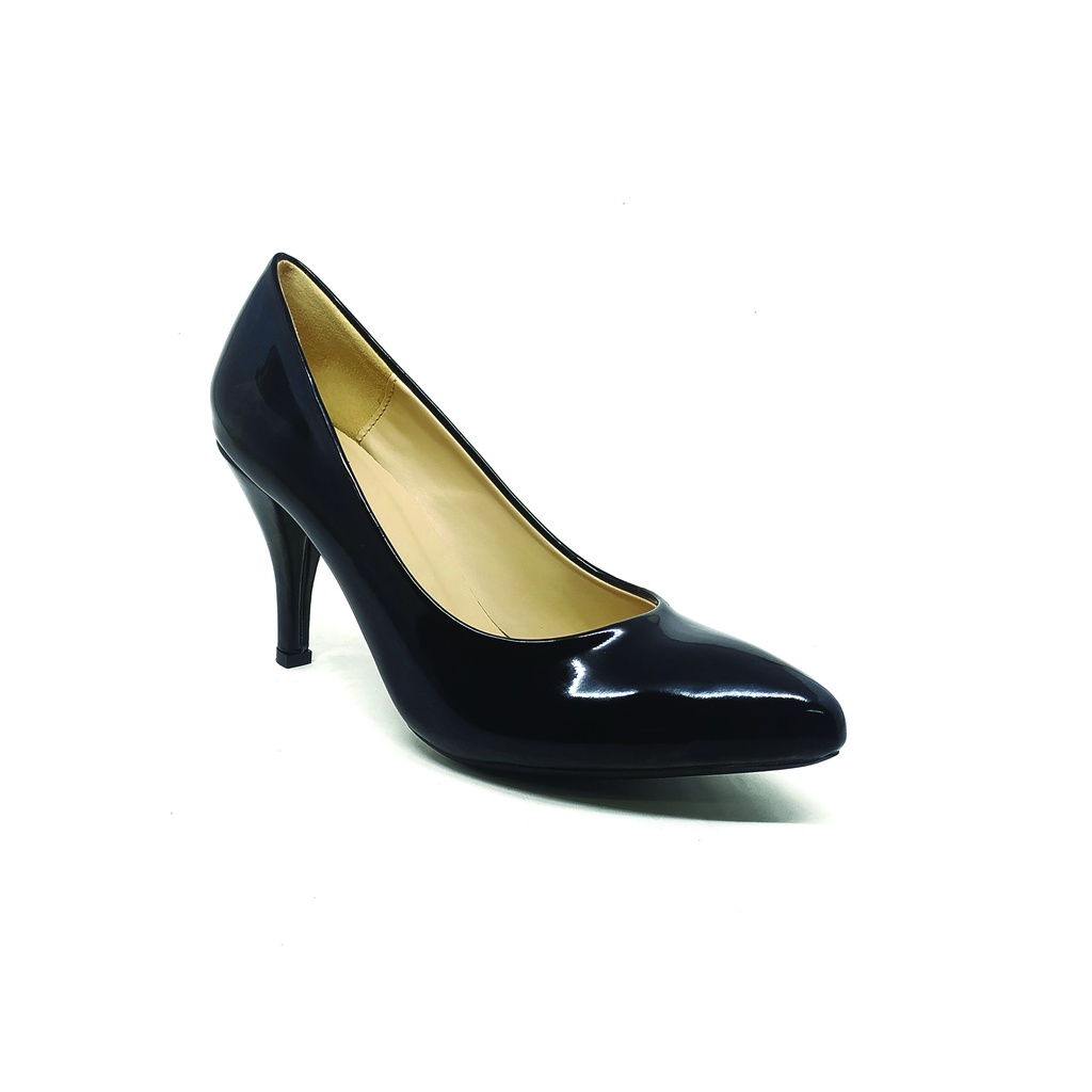 Workswell Sepatu Kerja Wanita Medium Heels 8cm Kode 1720 Hitam Glossy