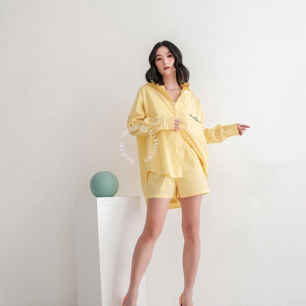 HYERIES Ahyun shirt set / Pakaian Casual Wanita / Kemeja Polos Wanita / Kemeja Oversize / Kemeja lengan panjang / Atasan Casual / Baju Kerja / Atasan Kerja Lengan Panjang / Setelan Kemeja Wanita / Kemeja Jumbo / Long shirt / Long sleeves basic shirt