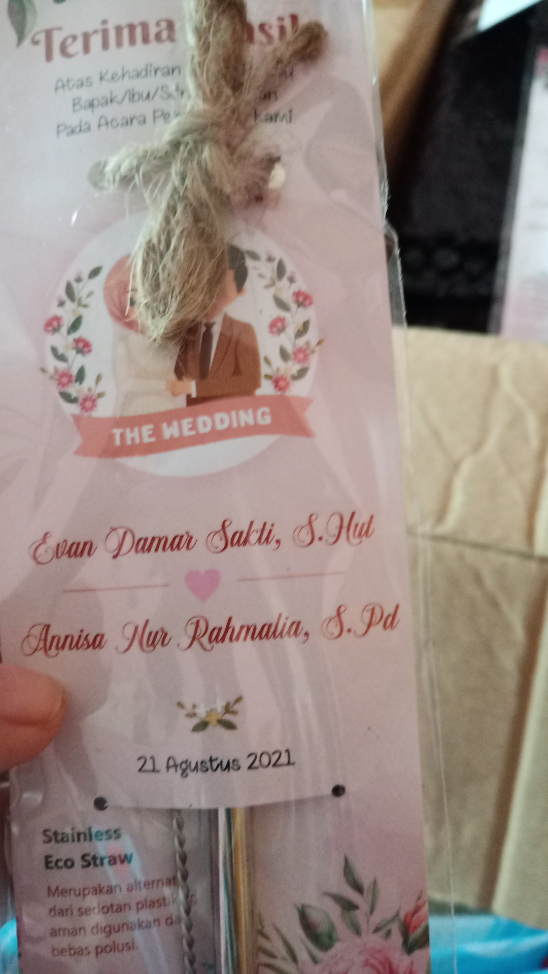 Souvenir Pernikahan Sedotan Stainless Steel Ramah Lingkungan