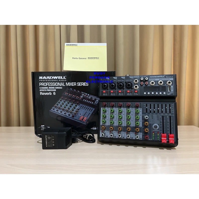 MIXER AUDIO 6 CHANNEL BLUETOOTH SOUND CARD USB HARDWELL REVERB 6
